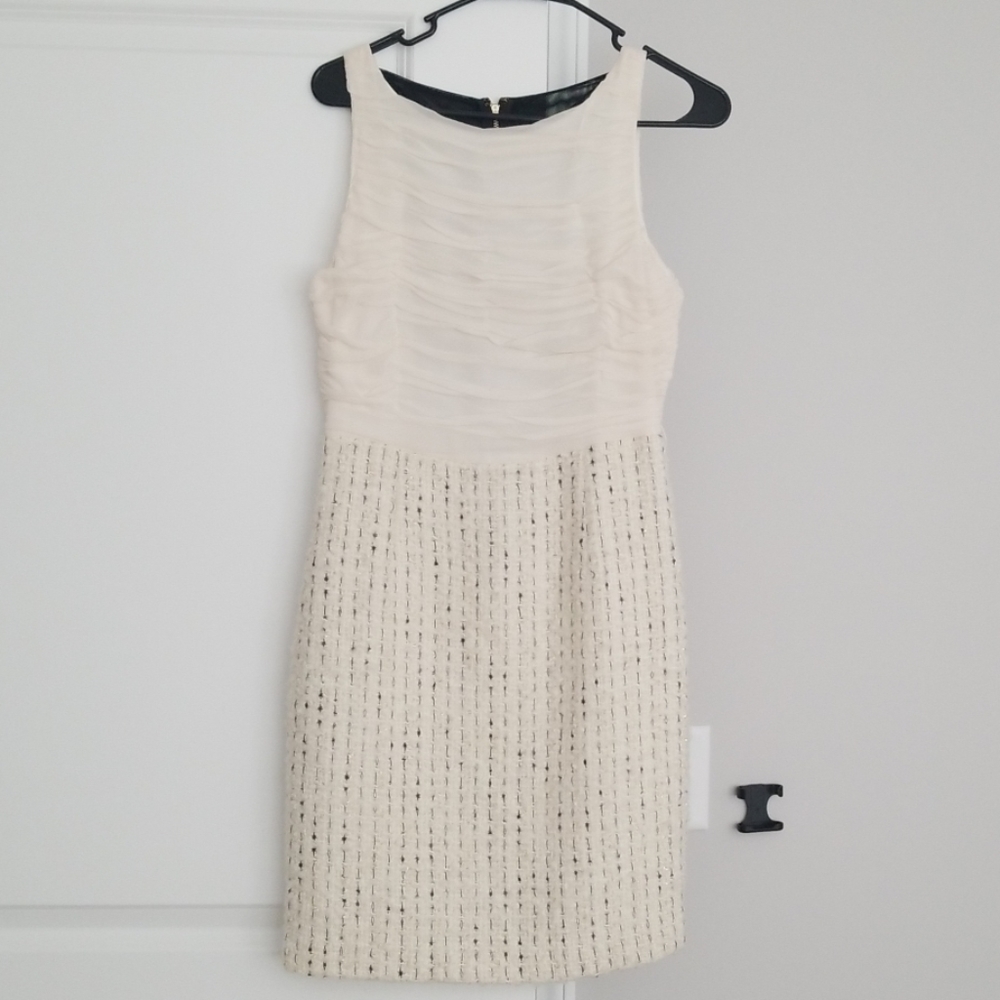 Cream Ivory Alice + Olivia tweed (black gold)dress